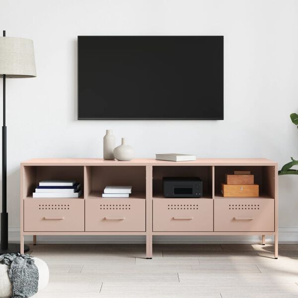 vidaXL Tv-bänk 2 st rosa 68x39x50,5 cm stål