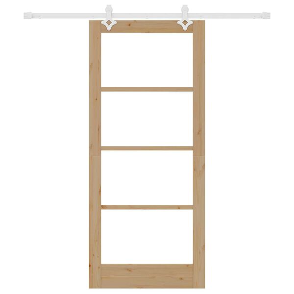 vidaXL Skjutd&ouml;rr Naturf&auml;rg 86 x 198,5 cm Massivt talltr&auml; och glas