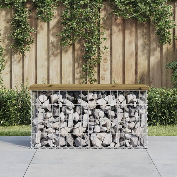vidaXL Tr&auml;dg&aring;rdsb&auml;nk gabion-design 83x31,5x42 cm impregnerad furu
