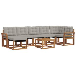 vidaXL Utomhussoffset med kudde 8 pcs Naturlig och Ljus Gr&aring;