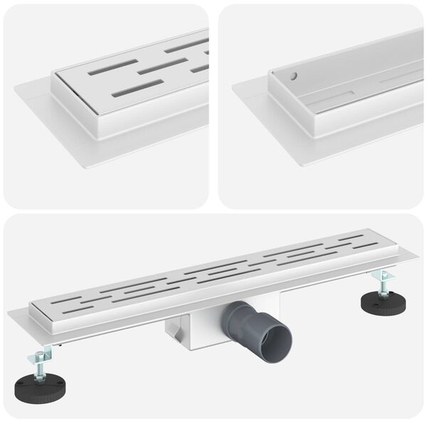 vidaXL Duschavlopp med Linje Design Silver 60 cm Rostfritt St&aring;l 304