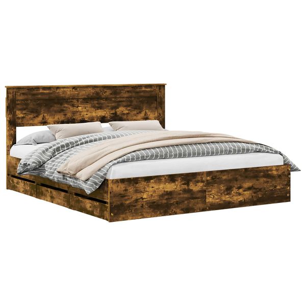 vidaXL S&auml;ngram med l&aring;da med lagring R&ouml;kt ek 200 x 200 cm Ingenj&ouml;rstr&auml;