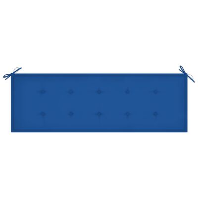 vidaXL Bataviabänk med kungsblå dyna 150 cm massiv teak
