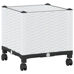 vidaXL Tr&auml;dg&aring;rdsplanterare med hjul Vit 40 x 40 x 48 cm PP
