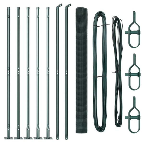 vidaXL St&auml;ngselstolpe Gr&ouml;n 10 x 1,6 m (16 x 16 mm n&auml;t) St&aring;l och PVC