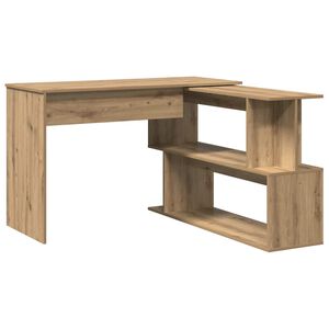 vidaXL H&ouml;rnskrivbord hantverksm&auml;ssig ek 200,5x50x76 cm konstruerat tr&auml;