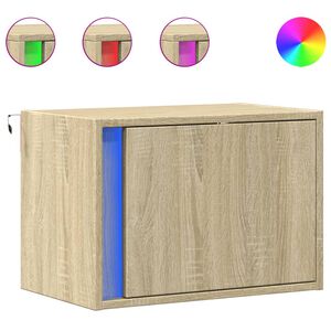 vidaXL V&auml;ggmonterat s&auml;ngbord med LED-lampor sonoma-ek