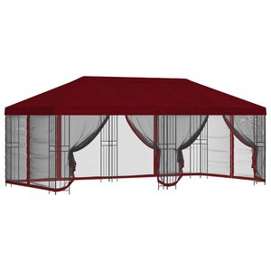 vidaXL Paviljong med v&auml;ggar 6 x 3 m Vinr&ouml;d Polyester och St&aring;l 190