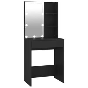vidaXL Sminkbord med LED svart 60x40x140 cm