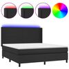 vidaXL Rams&auml;ng med madrass & LED svart 160x200 cm konstl&auml;der