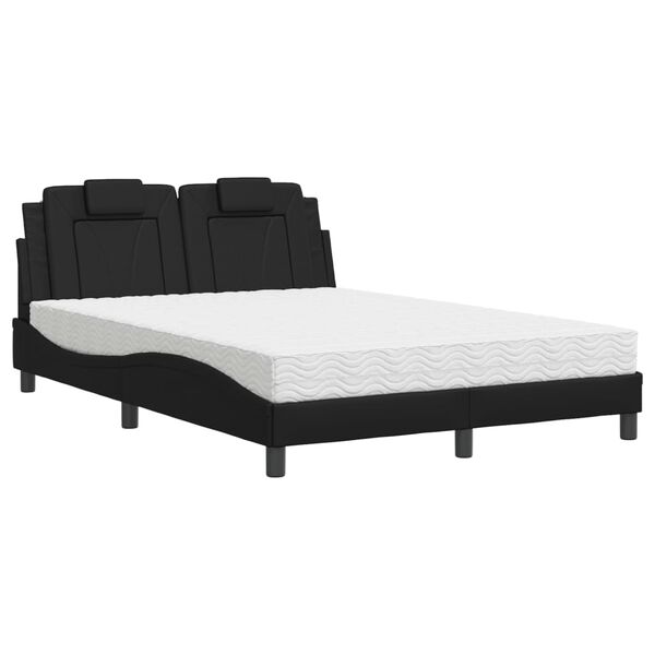 vidaXL Bed "Viana" with Mattress Black 140x200 cm Faux Leather