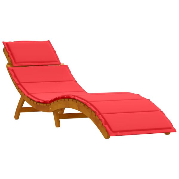 vidaXL Solsäng Reclining 2 pcs Röd 184 x 55 x 64 cm Massivt akaciaträ