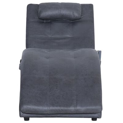 vidaXL Massageschäslong med kudde grå konstmocka