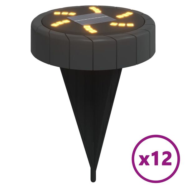 vidaXL Soldrivna marklampor med markspett 12 st varmvit