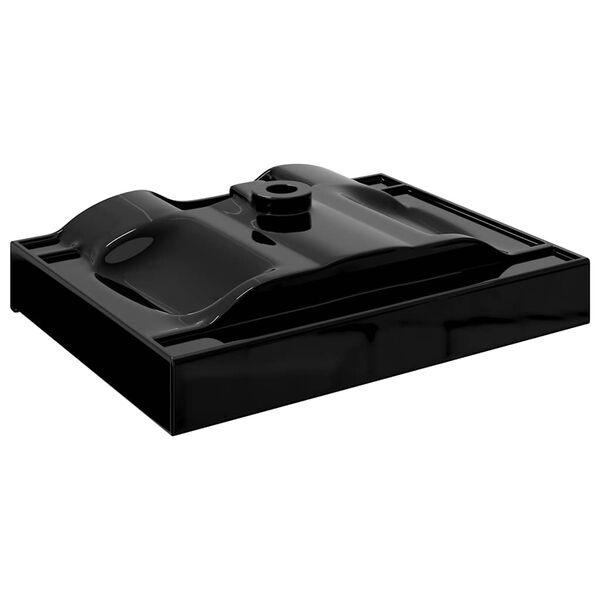 Lyxigt keramisk fyrkantig handfat med kranh&aring;l svart 60 x 46 cm