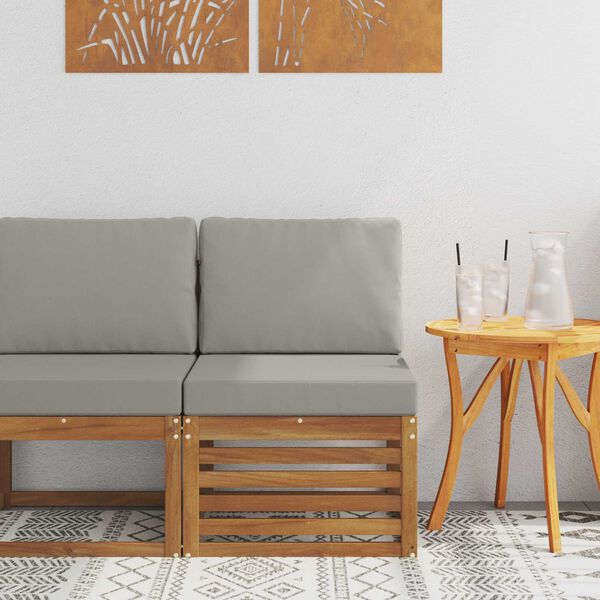 vidaXL Utomhus Mellansoffa Massivt Akaciatr&auml; Naturf&auml;rg