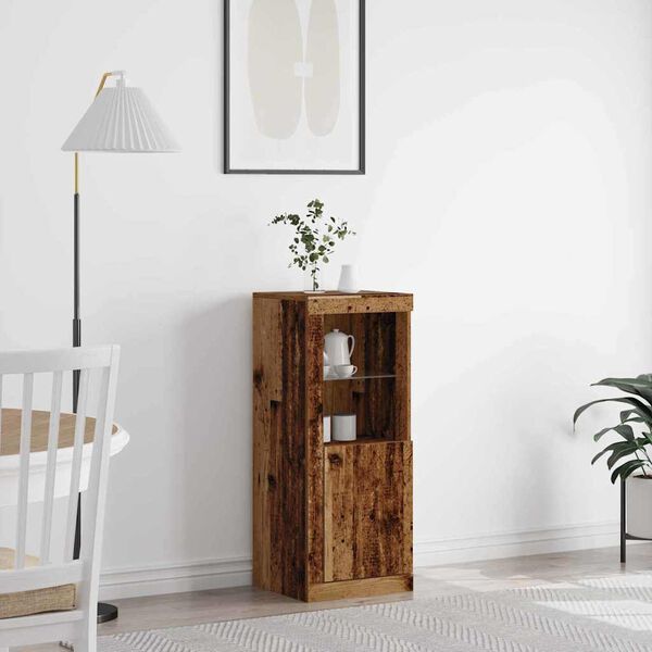 vidaXL LED-sido bord Gammalt tr&auml; 41 x 37 x 100 cm Konstruerat tr&auml;