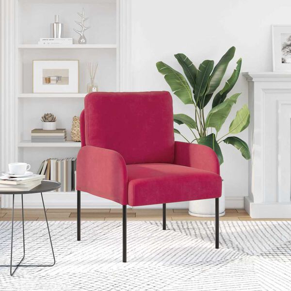 vidaXL Soffor med kudde 55cm Vinr&ouml;d Plywood