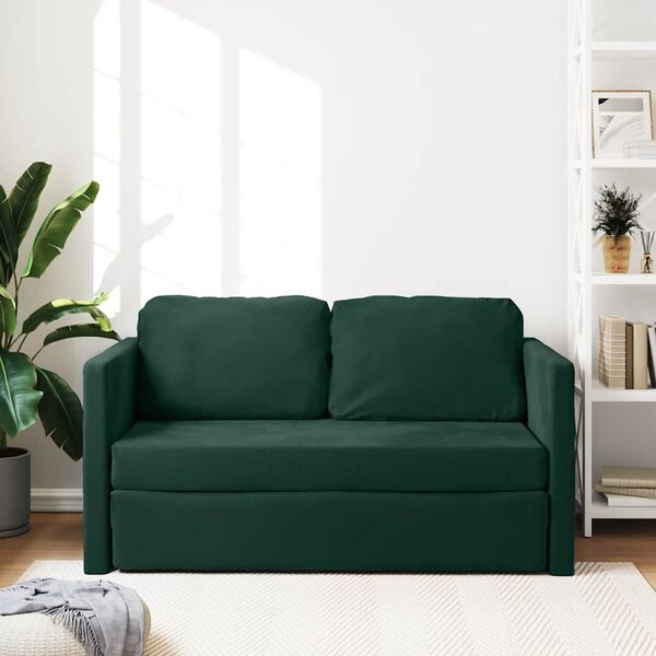 vidaXL Golvb&auml;ddsoffa 2-i-1 m&ouml;rkgr&ouml;n 122x204x55 cm sammet