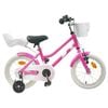 vidaXL Barncykel 12 Tum f&ouml;r 2-4 &aring;ringar M&ouml;rkrosa