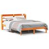 vidaXL S&auml;ngram med huvudgavel vaxbrun 135x190 cm massiv furu