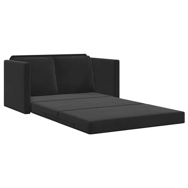 vidaXL Golvb&auml;ddsoffa 2-i-1 svart 122x204x55 cm sammet