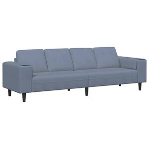 vidaXL Soffa med kudde Bl&aring; 250 x 77 x 76 cm Kordread tyg