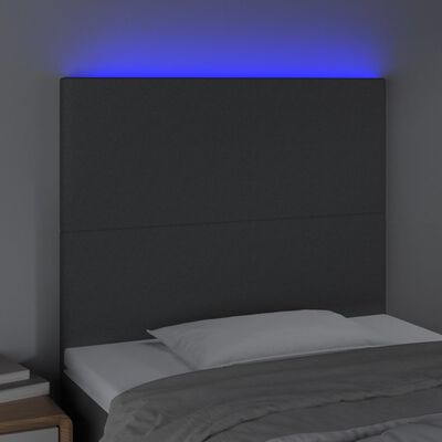 vidaXL Sänggavel LED mörkgrå 80x5x118/128 cm tyg