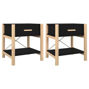 vidaXL S&auml;ngbord 2 st Svart 42x38x45 cm konstruerat tr&auml;