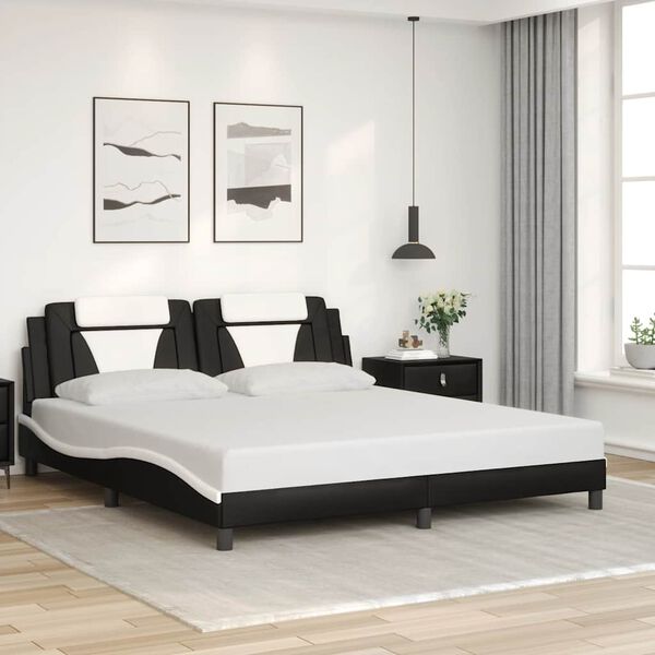 vidaXL Bed Frame "Viana" without Mattress Black and White 180x200 cm Faux Leather