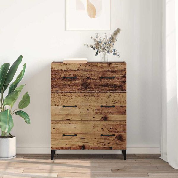 vidaXL Sideboard med l&aring;da Gammalt tr&auml; 69,5 x 34 x 90 cm