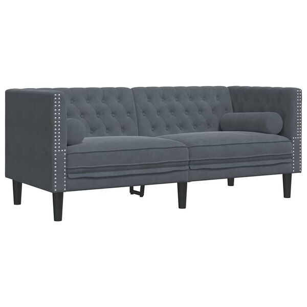 vidaXL Vardagsrumsoffa 2 pcs M&ouml;rkgr&aring; 194 x 74,5 x 70,5 cm Sammet