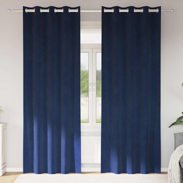 vidaXL M&ouml;rkl&auml;ggningsgardiner 2 pcs M&ouml;rkbl&aring; 140 x 260 cm Sammet