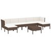 vidaXL Loungegrupp med dynor 8 delar konstrotting brun