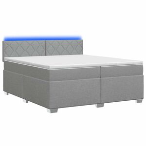 vidaXL Boxspring s&auml;ng med madrass och LED Ljusgr&aring; 200 x 200 cm Tyg