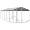 vidaXL Hundg&aring;rd med tak silver 3x7,5x2,5 m galvaniserat st&aring;l