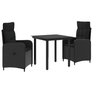 vidaXL Soffbord Set 3 pcs Svart PE rotting och pulverlackerad st&aring;l
