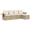 vidaXL Soffgrupp f&ouml;r tr&auml;dg&aring;rden med dynor 5 delar beige konstrotting