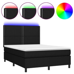 vidaXL Rams&auml;ng med madrass & LED svart 140x190 cm tyg