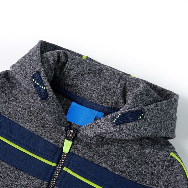 Tr&ouml;ja med huva f&ouml;r barn och dragkedja gr&aring; melange 104