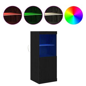 vidaXL LED-sido bord Svart Ek 41 x 37 x 100 cm Konstruerat tr&auml;