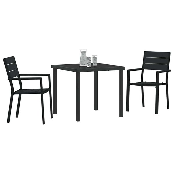 vidaXL Tr&auml;dg&aring;rdsm&ouml;belset 3 pcs Svart Pulverlackerat st&aring;l