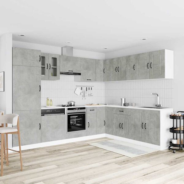 vidaXL K&ouml;kssk&aring;psset Kalmar 14 delar betonggr&aring; konstruerat tr&auml;