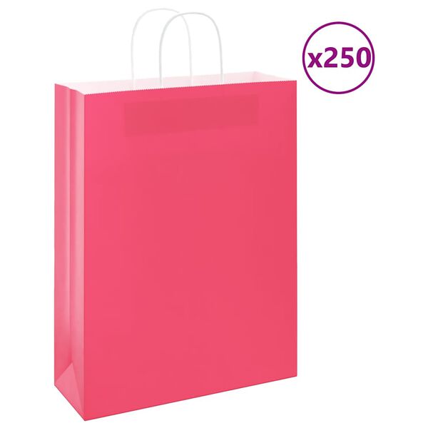 vidaXL Pappersp&aring;sar 250 st med handtag rosa 32x12x42 cm