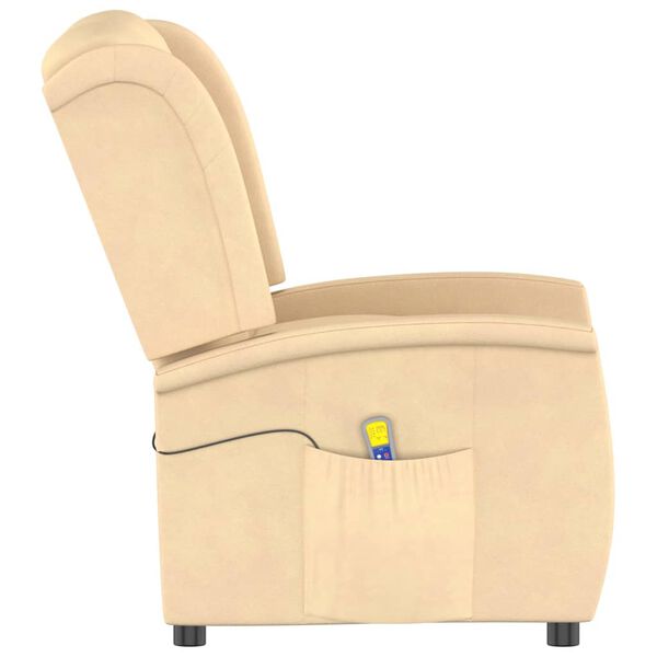 vidaXL Massagefåtölj 2-sits gräddvit mikrofibertyg