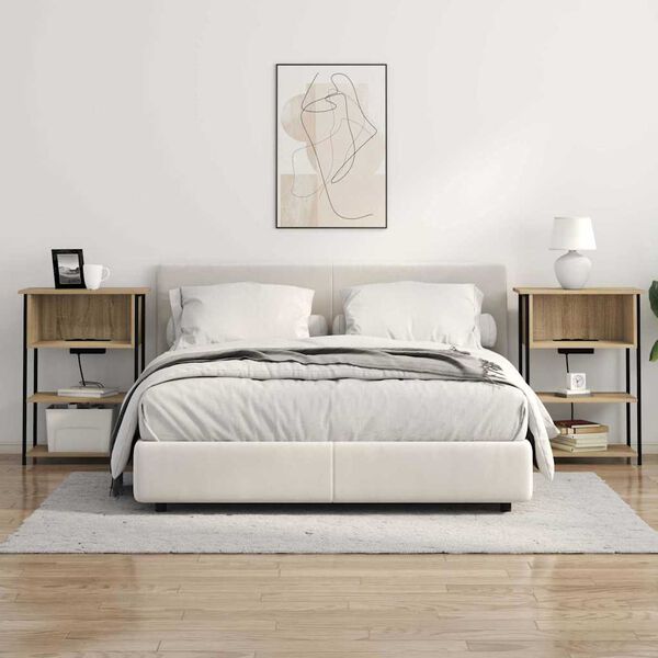 vidaXL Nattduksbord Sonoma-ek 55 x 31 x 76 cm Konstruerat tr&auml;