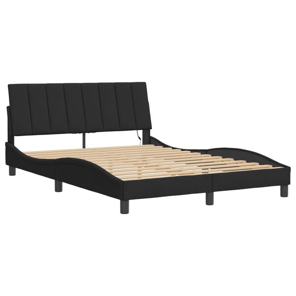 vidaXL Bed Frame with LED without Mattress "Hanko" Black 120x200 cm Velvet