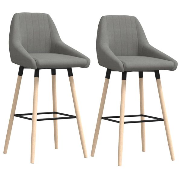 vidaXL Barstolar 2 st ljusgr&aring; tyg