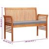 vidaXL Trädgårdsbänk 2-sits med dyna 120 cm massivt akaciaträ