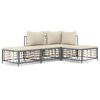 vidaXL Loungegrupp 4 delar med dynor antracit konstrotting
